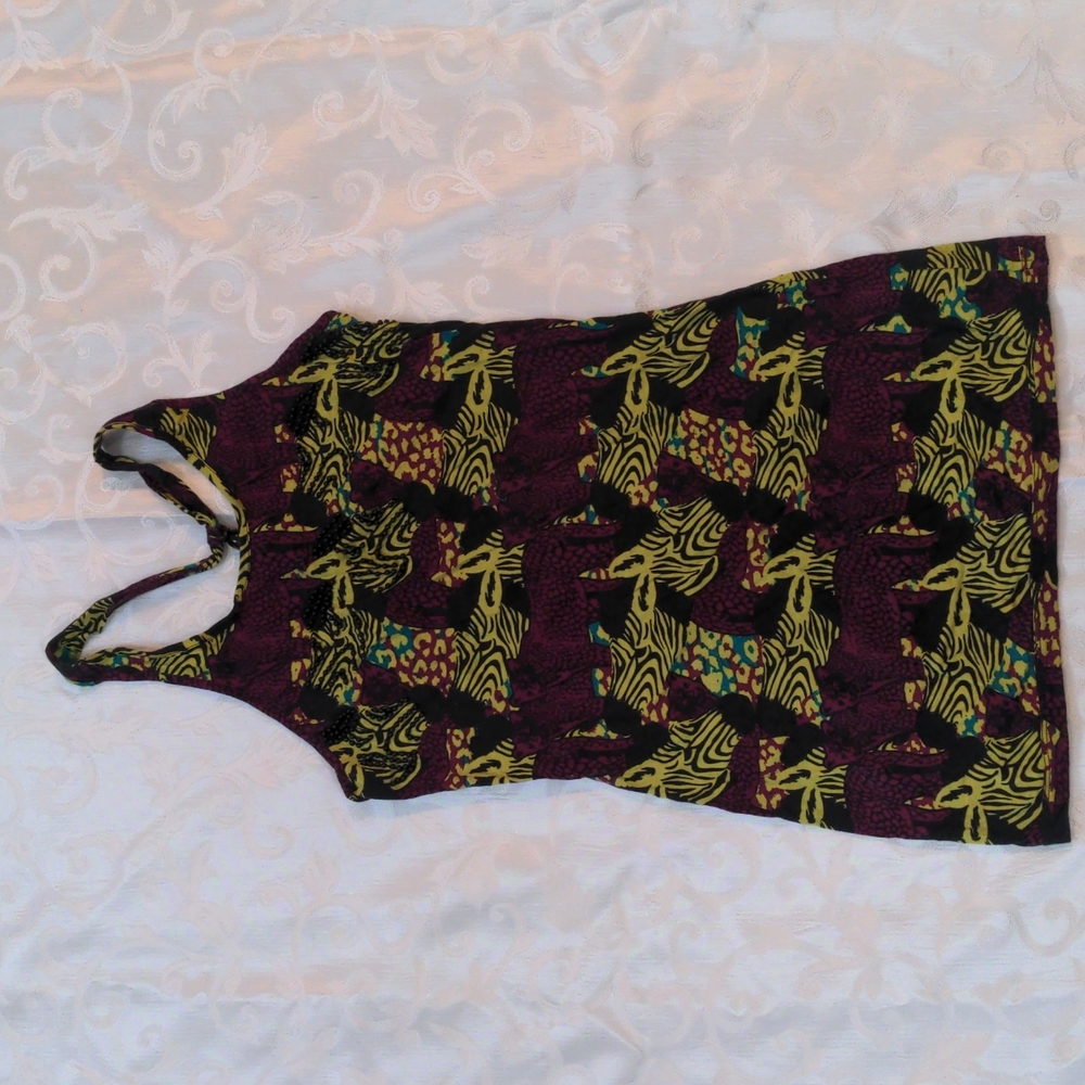 Forever 21 beaded zebra leopard animal print racer back tank top